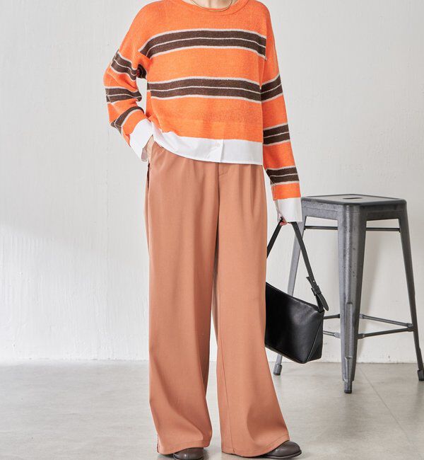  「サイドベロア裾ドロストパンツ」|チノ|