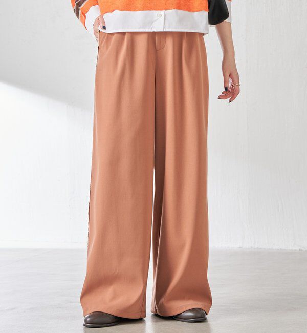  「サイドベロア裾ドロストパンツ」|チノ|