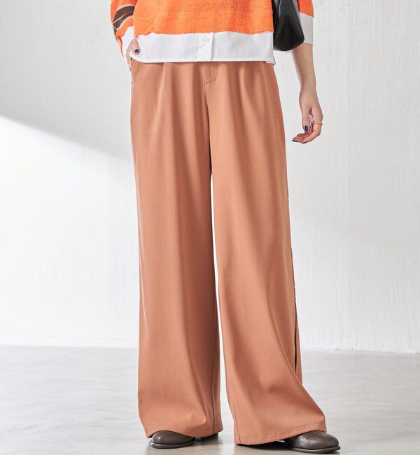  「サイドベロア裾ドロストパンツ」|チノ|