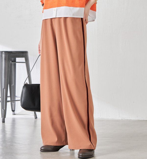  「サイドベロア裾ドロストパンツ」|チノ|