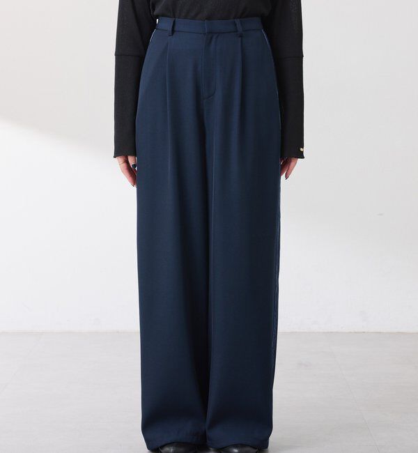  「サイドベロア裾ドロストパンツ」|チノ|