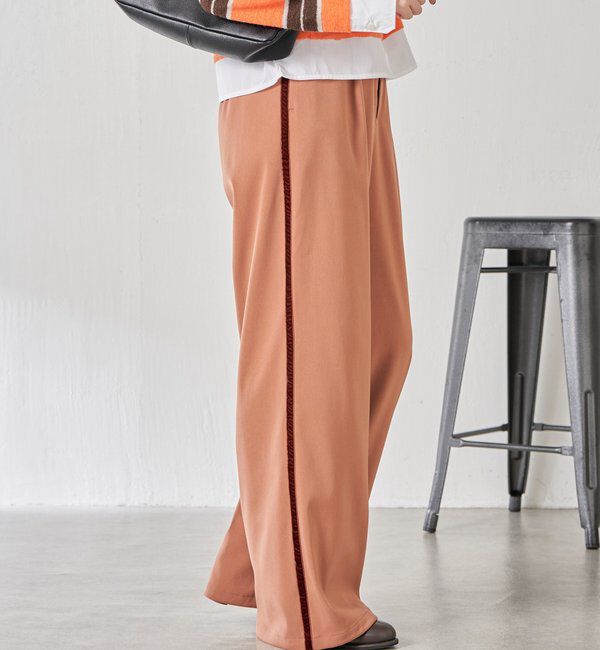  「サイドベロア裾ドロストパンツ」|チノ|