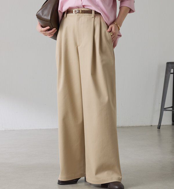  「タックワイドチノパンツ」|チノ|ベージュ