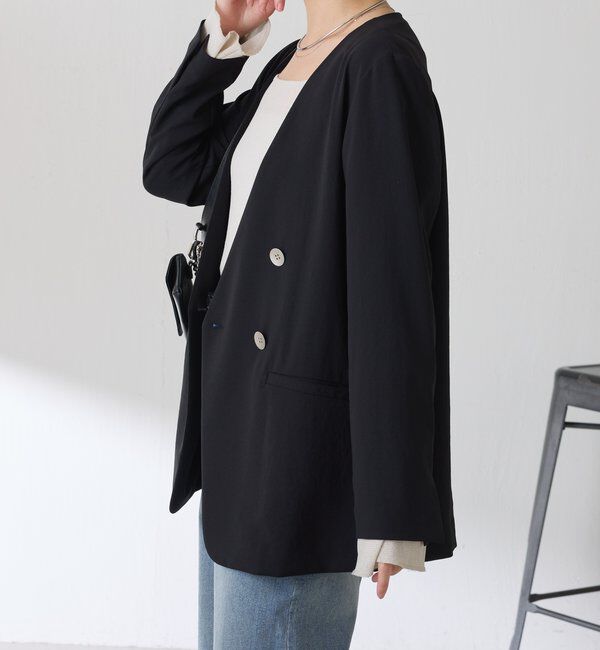  「【リバイバル】ジャージノーカラーダブルジャケット/セレモニー」|スーツ|