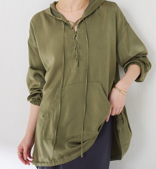  「レースアップアノラック」|シャツ・ブラウス|カーキ