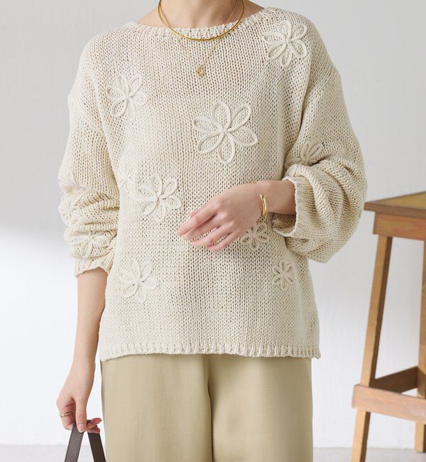  「フラワールーズコットン混ニット」|ニット・セーター|