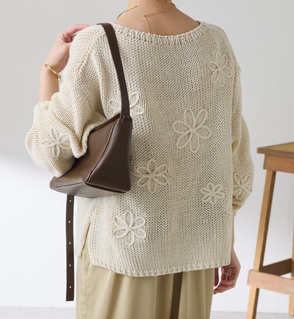  「フラワールーズコットン混ニット」|ニット・セーター|