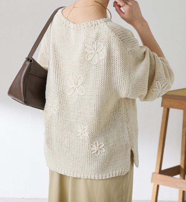  「フラワールーズコットン混ニット」|ニット・セーター|