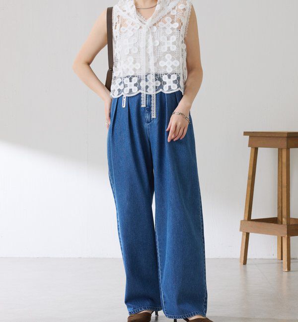  「【＋１アイテム】モチーフレース2WAYベスト」|シャツ・ブラウス|