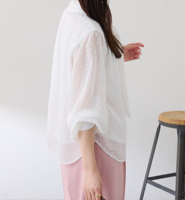  「楊柳ドットジャガードボウタイブラウス」|シャツ・ブラウス|