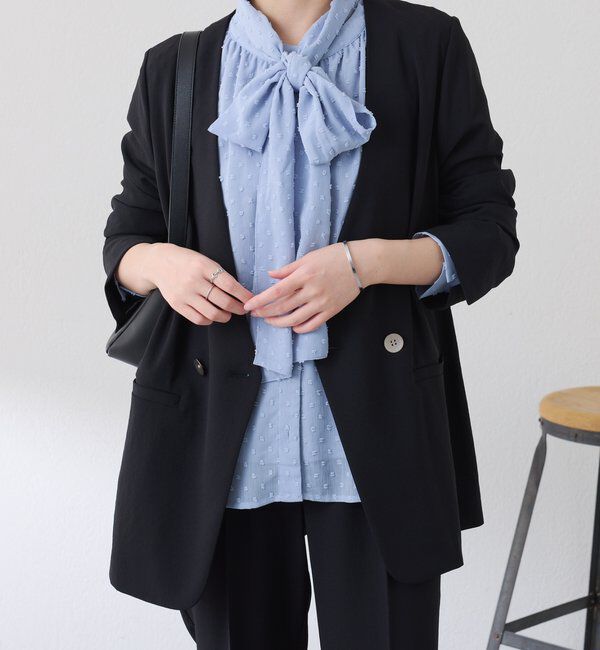  「楊柳ドットジャガードボウタイブラウス」|シャツ・ブラウス|