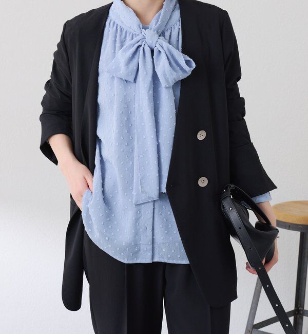  「楊柳ドットジャガードボウタイブラウス」|シャツ・ブラウス|