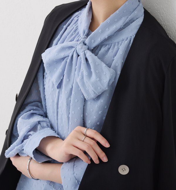  「楊柳ドットジャガードボウタイブラウス」|シャツ・ブラウス|