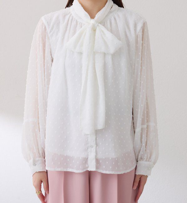  「楊柳ドットジャガードボウタイブラウス」|シャツ・ブラウス|