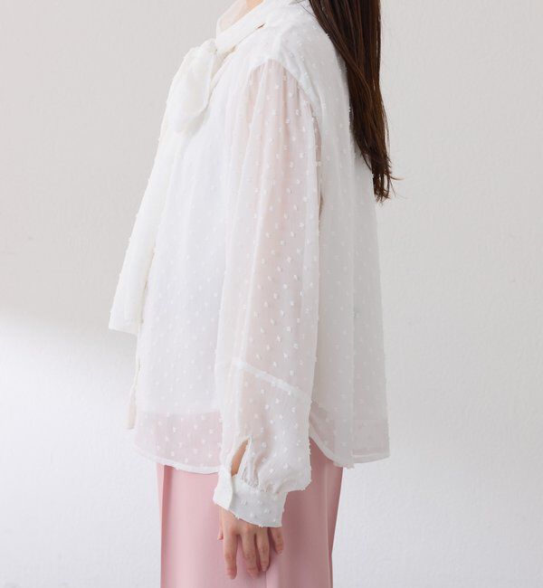  「楊柳ドットジャガードボウタイブラウス」|シャツ・ブラウス|