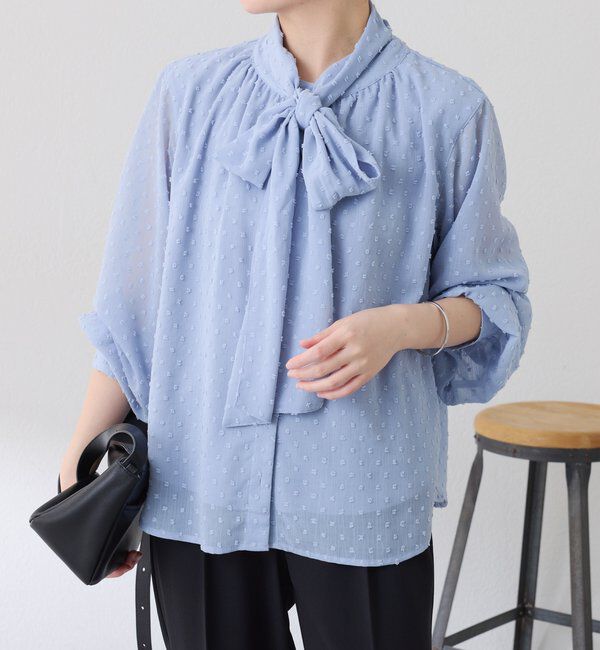 「楊柳ドットジャガードボウタイブラウス」|シャツ・ブラウス|