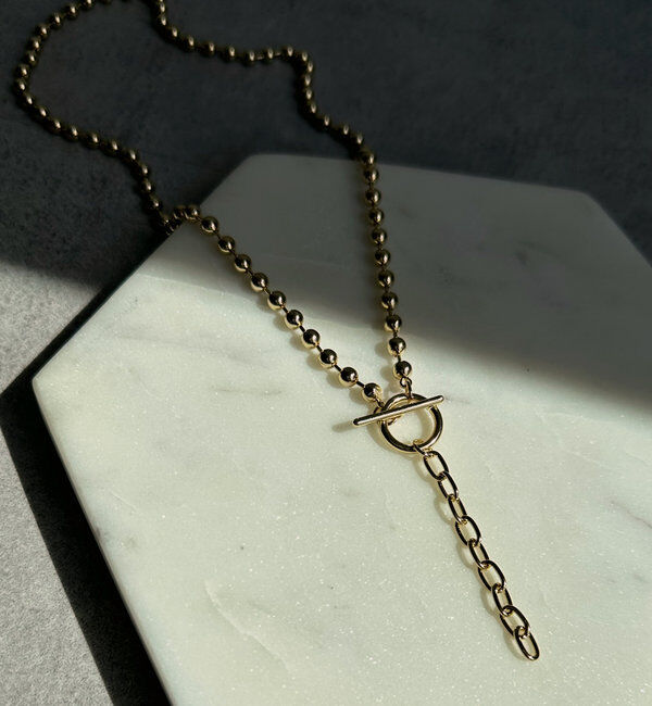  「Y字ボールチェーンネックレス」|ネックレス|