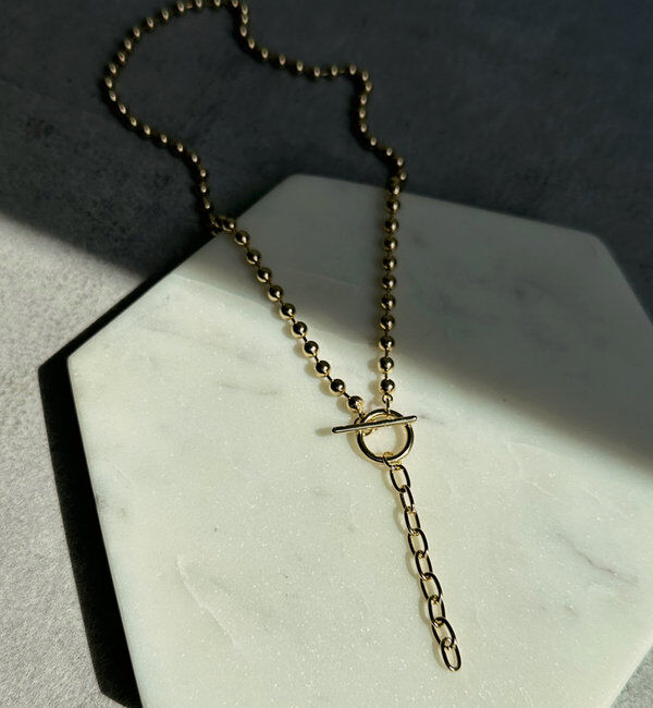  「Y字ボールチェーンネックレス」|ネックレス|