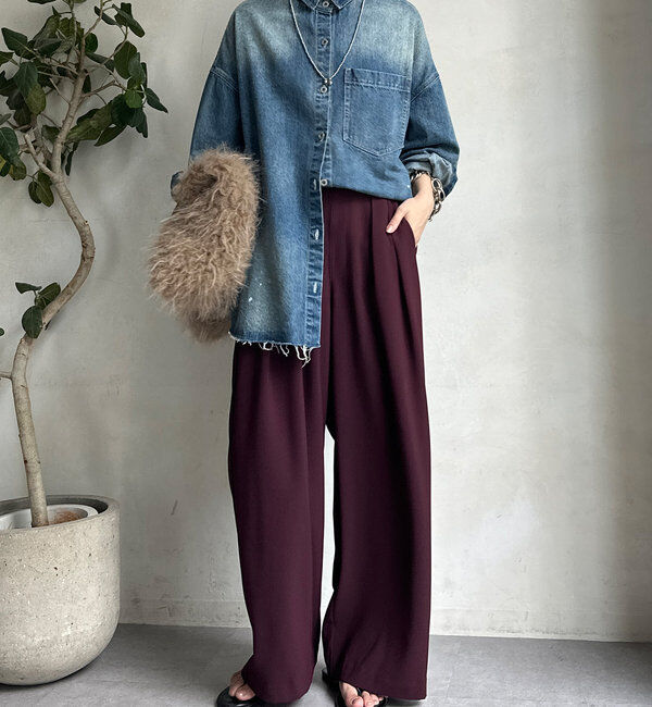  「【累計販売数3万枚突破/22色４サイズ展開！】タックワイドパンツ」|チノ|