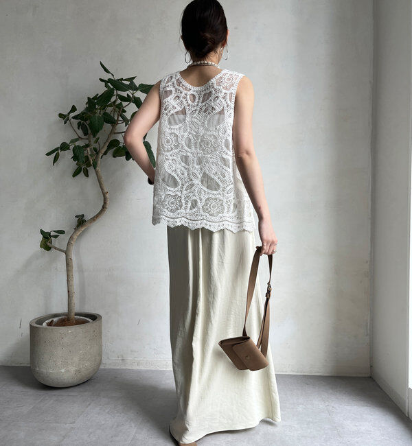  「刺繍前後2WAYレースタンク」|シャツ・ブラウス|