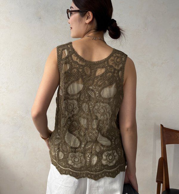  「刺繍前後2WAYレースタンク」|シャツ・ブラウス|
