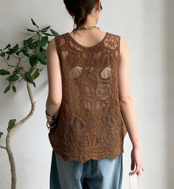  「刺繍前後2WAYレースタンク」|シャツ・ブラウス|