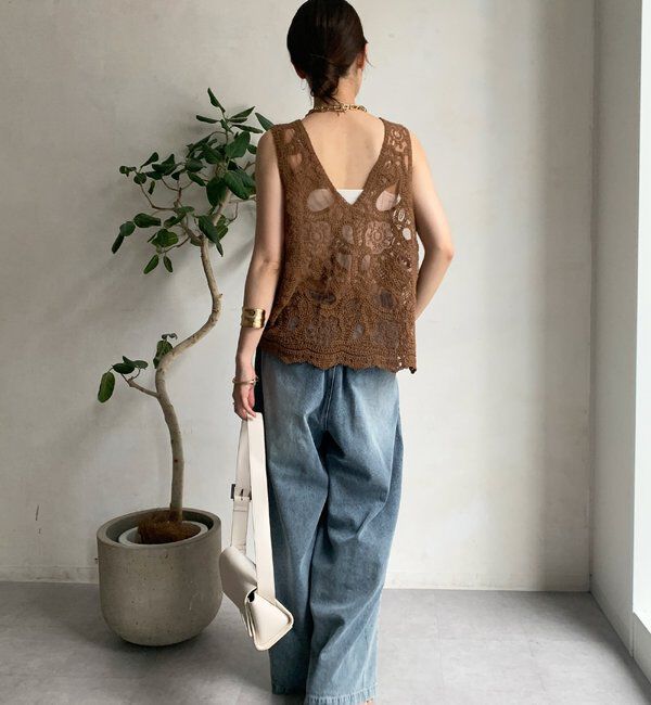  「刺繍前後2WAYレースタンク」|シャツ・ブラウス|