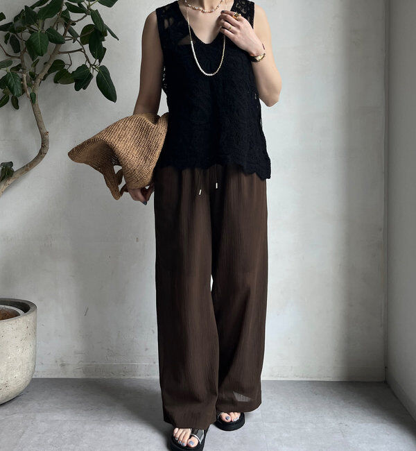  「刺繍前後2WAYレースタンク」|シャツ・ブラウス|