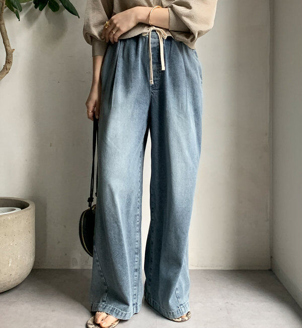  「【新色追加】デニムワイドイージーパンツ」|デニム|