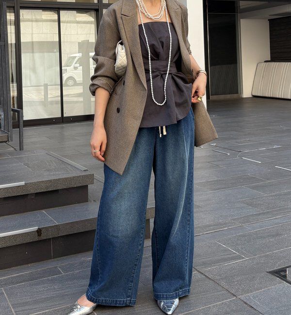  「【新色追加】デニムワイドイージーパンツ」|デニム|