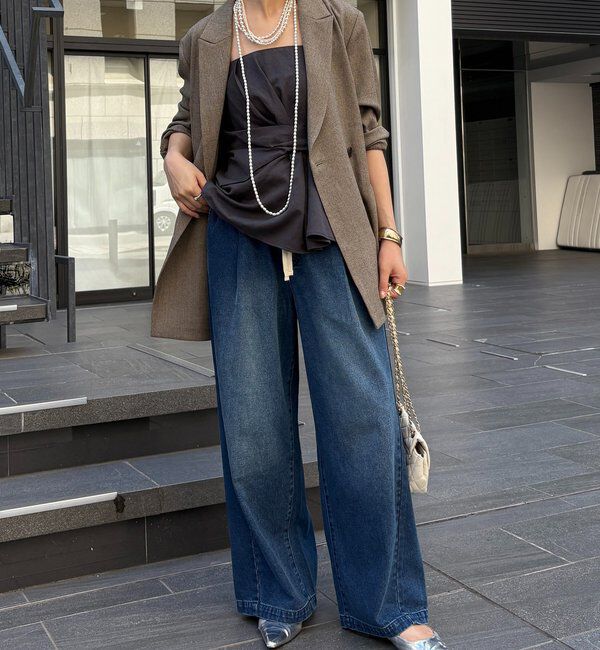  「【新色追加】デニムワイドイージーパンツ」|デニム|