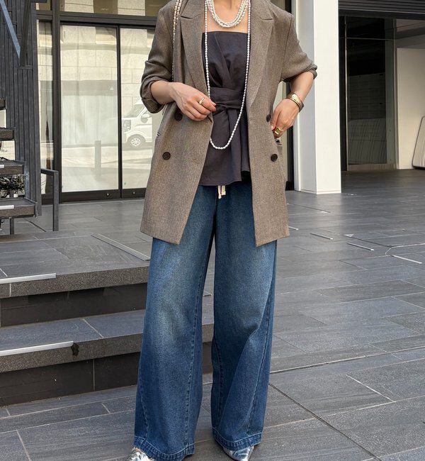  「【新色追加】デニムワイドイージーパンツ」|デニム|