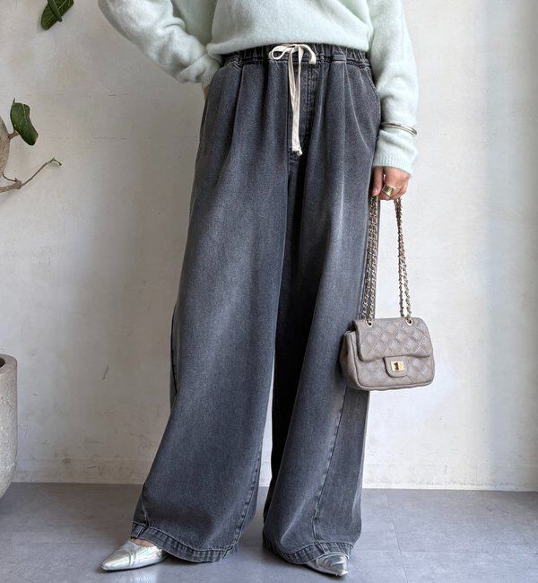  「【新色追加】デニムワイドイージーパンツ」|デニム|