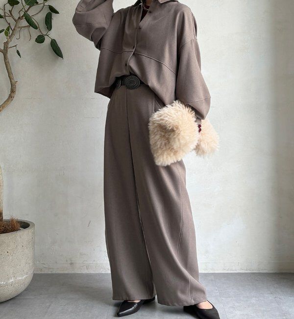  「【WEB限定】ウール調フロントタックイージーパンツ」|チノ|