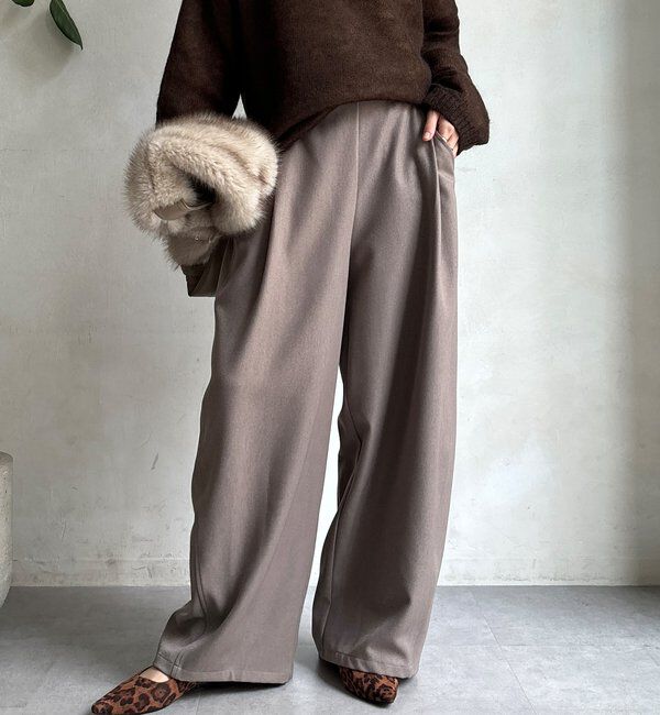  「【WEB限定】ウール調フロントタックイージーパンツ」|チノ|