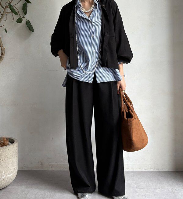  「【WEB限定】ウール調フロントタックイージーパンツ」|チノ|