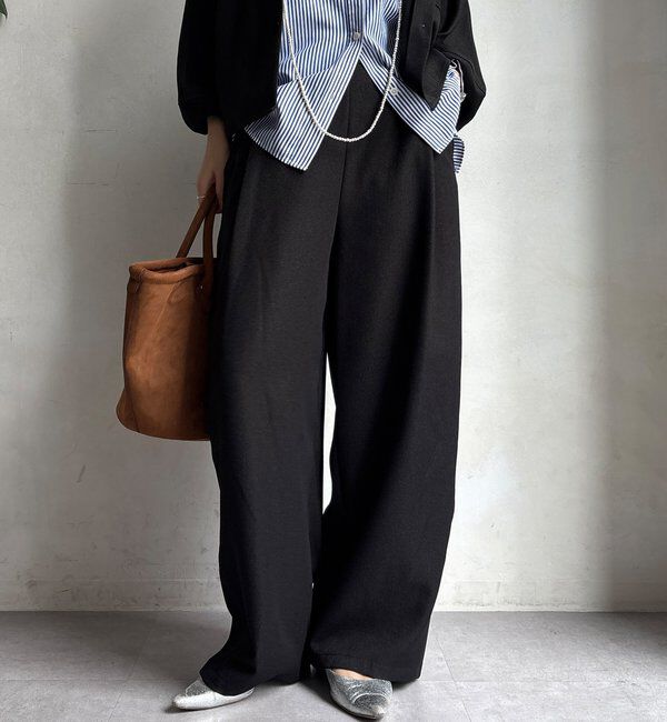  「【WEB限定】ウール調フロントタックイージーパンツ」|チノ|