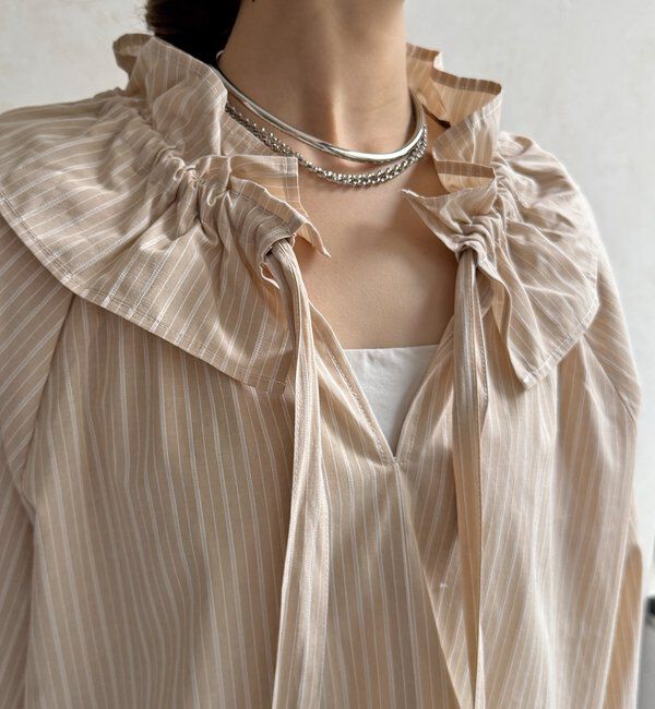  「【WEB限定】フリルカラーラグランブラウス」|シャツ・ブラウス|