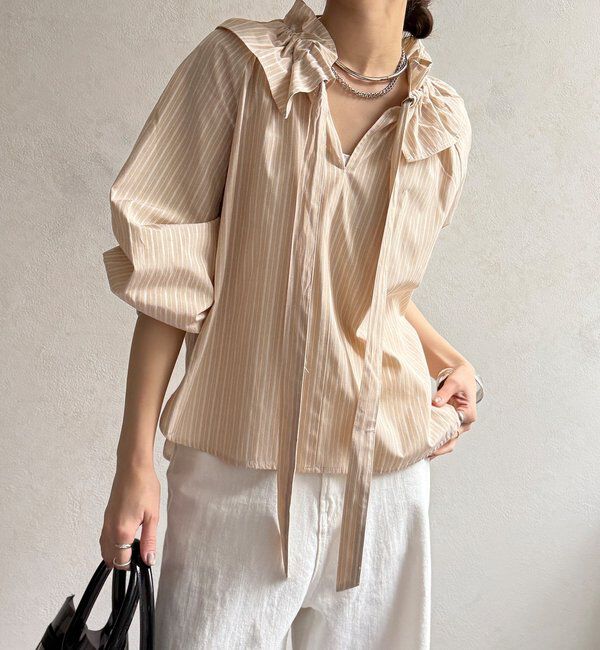  「【WEB限定】フリルカラーラグランブラウス」|シャツ・ブラウス|