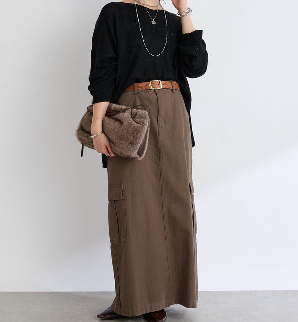  「【MONN.:.(モン)】カーゴマキシスカート」|スカート|