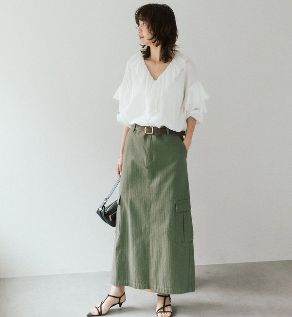  「【MONN.:.(モン)】カーゴマキシスカート」|スカート|