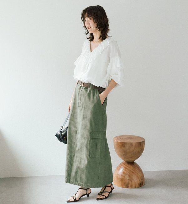  「【MONN.:.(モン)】カーゴマキシスカート」|スカート|