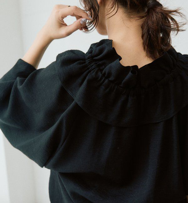  「予約【顔まわり華やか】リネンライクフリルカラーブラウス」|シャツ・ブラウス|