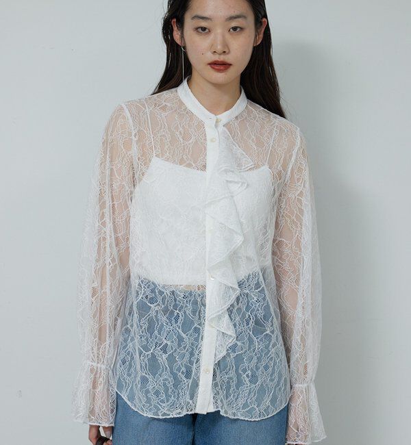  「シアーレースフリルブラウス」|シャツ・ブラウス|オフホワイト