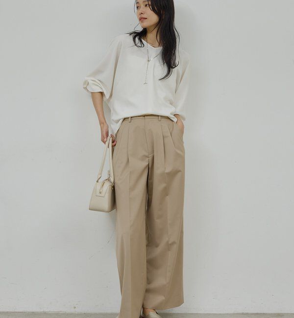  「【手洗い可】タックストレートパンツ」|チノ|