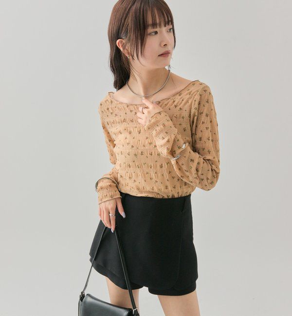  「小花シャーリングTシャツ」|Tシャツ・カットソー|