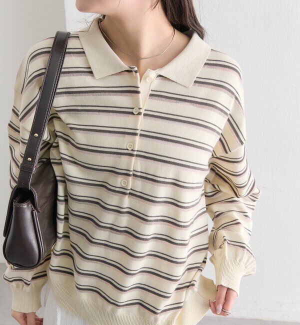  「マルチボーダーポロニット」|ニット・セーター|