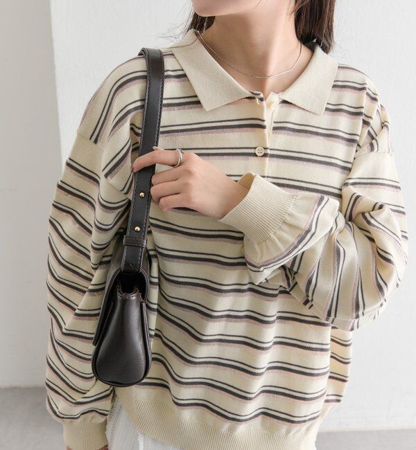  「マルチボーダーポロニット」|ニット・セーター|