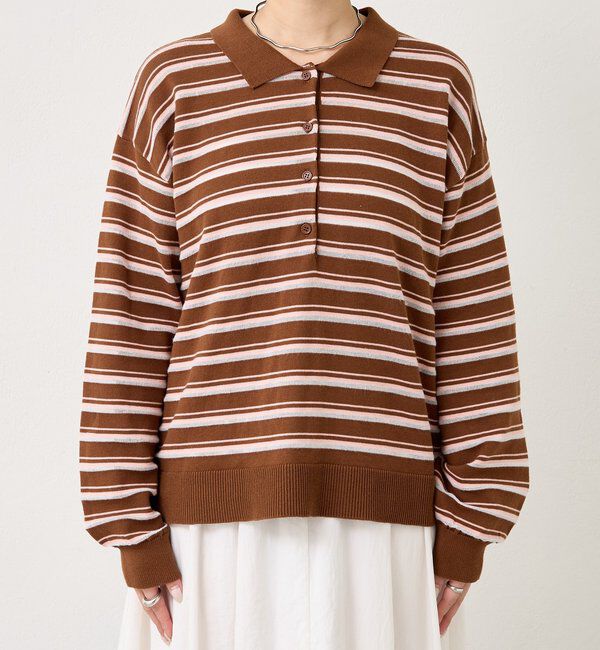  「マルチボーダーポロニット」|ニット・セーター|