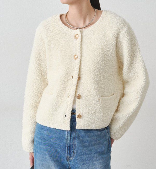  「ウールボアニットコーディガン」|ニット・セーター|アイボリー